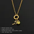 14K goud vergulde roestvrijstalen ketting met letter D-hanger en gele zirkonia-steen - Letter P
