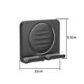 Black wall-mounted pegboard phone holder with non-slip stripes, 11cm x 9.5cm size - Large Rotating Stand for Phone/iPad - Black