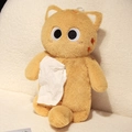Cute orange plush cat tissue box cover with soft furry texture and functional design - Yellow Cat Tissue Box