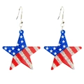 Detail of star-shaped earrings with American flag glitter patterns and silver hooks - Star Hooks