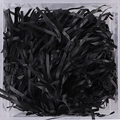 Deep black shredded raffia paper filler in clear gift box for luxury product packaging - Black