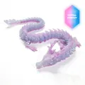 Détail d'un dragon articulé imprimé en 3D avec dégradé soyeux de violet et de bleu - 30CM Couleur Cristal Fantaisie