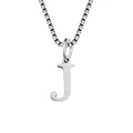 Polished silver stainless steel necklace with a minimalist letter J pendant - Letter J-Steel