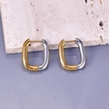 U-shaped two-tone stainless steel earrings with gold and silver polished finish - Tri-color (Gold/Silver/Rose Gold)