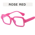 Retro square frame sunglasses in vibrant rose red with silver diamond rivet details - Rose Red Frame + Clear Lens