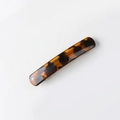 Minimalist rectangular hair clip featuring elegant amber tortoise shell pattern finish - Square Style / Glossy Coffee Leopard Dot