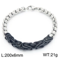 Pulsera bizantina en V para hombre en acero inoxidable plata y negro, medida 200x6mm - Costura de Plata y Negro (KB186468-Z)