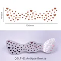 Detail view of heart pattern freckle tattoos in bronze metallic finish with dimensions - QBLT-01 Bronze Heart