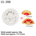 Moule en silicone avec éventail à main et motifs de rose pour fondant et artisanat - 3# En Forme d'Éventail / Gris
