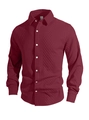 Herenoverhemd donkerrood met geometrische diamantstructuur en button-down kraag - S / Bordeauxrood