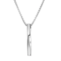 Modern minimalist silver twisted bar pendant necklace with sleek box chain for unisex style - Silver (11608)
