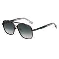 Men's pilot square sunglasses in gunmetal frame with grey gradient polarized lenses - Gunmetal Gray Frame Gradient Green Lens
