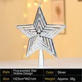 Detailed dimensions of 23cm silver hollow 3D star tree topper with technical specs - 20cm Hollow Five-Pointed Star Silver