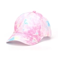 Pink and blue tie-dye baseball cap with curved brim and structured crown in a soft gradient - Colorful Block Tie-Dye