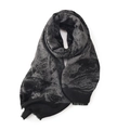 Écharpe à carreaux abstraits noir et gris avec bords à franges en maille douce - Noir