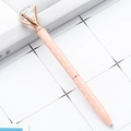 Creative rose gold and pink polka dot metal ballpoint pen with a large top diamond - Light Pink with White Dots (Rose Gold)