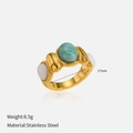 Detailed specs of gold ring with green stone, showing 17mm inner diameter and 8.5g weight - US 7 / Natural Stone Ring