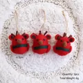 Lot de trois rennes de Noël en feutrine rouge avec bois marrons et boucles en jute - Élan / Ensemble de 3