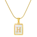 Golden stainless steel necklace with white shell H-letter pendant on a sleek snake chain - Gold Letter H (With Chain)