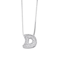 Silver letter D necklace with clear cubic zirconia on a delicate box chain - Letter D / Silver