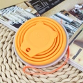 Orange collapsible silicone cup with cute panda relief and matching lanyard - Bear Style (Orange)