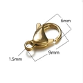 9mm 18k gold plated stainless steel lobster clasp jewelry connector with dimensions - 9mm / Gold