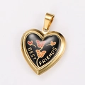 Pendentif médaillon cœur doré avec émail noir 'Best Friends' et motif de papillon - Best Friends Style Papillon Noir (Style 5)