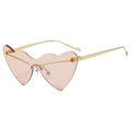 Occhiali da sole a cuore senza montatura con lenti rosa e montatura in metallo oro - Montatura Oro Lenti Champagne