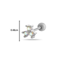 20G stainless steel screw back cartilage stud with three aurora borealis crystals - Silver AB Color (11#-Silver AB)