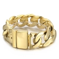 Polished gold-tone stainless steel thick chain bracelet with secure square clasp closure - 18cm / Gold Polished