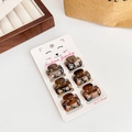 7-piece set of mini leopard print hair clips in tortoiseshell resin on display card - 8#/6Pcs/Gradient Amber