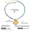 Collar impermeable de acero inoxidable con cuentas verdes y colgante de sol oro - Estilo de Colgante de Sol con Cuentas Verdes (JDN0112015)