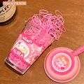 Elastici per capelli rosa per bambine in un barattolo portaoggetti con etichetta coniglio - 6,3x8,9cm in Scatola / Coniglio a Cono Rosa