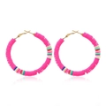 Vibrant Barbie pink geometric hoop earrings for women, stylish summer vacation jewelry - Pink Plastic Large Hoop Style(#26)