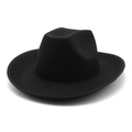 Classic black felt cowboy hat with 8cm rolled brim and vintage western fedora style - M (56-58cm) / Black