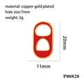 Red figure-eight copper gold plated pendant connector with 7mm hole for DIY jewelry - Red (P00820)