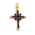 Ciondolo a croce in rame dorato con pietre blu marquise e dettagli in zircone - Blu-M41C2940