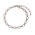 Poliertes silbernes Edelstahl-Fußkettchen mit Karabinerverschluss und verstellbarer Kette - Silber
