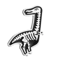 Cartoon punk skeleton dinosaur enamel pin with polished black and white finish - Long-necked Dinosaur Skeleton Style (XZ7859)