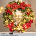 Couronne de Noël avec ornements rouges et dorés, renne et diamètre de 60 cm - 60cm Rouge Or