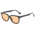 Gafas de sol cuadradas clásicas con montura negra y lentes ámbar de moda retro urbana - Montura Negra Lentes Naranjas