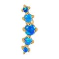 Gold-plated stainless steel cartilage stud with five graduated blue opal stones - 1.2*6*3mm / Gold - Dark Blue Opal