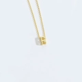 Minimalist gold necklace with a polished 3D initial R pendant on a fine chain - Letter R