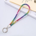 Cordino per telefono di lusso in strass arcobaleno con chiusura in metallo argento portachiavi - Colorato