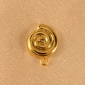 Macro shot of a golden spiral seashell pendant with connecting ring on textured fabric - Small Sided Conch (16mm)