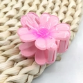 Pink translucent glitter plumeria hair claw clip for elegant bun hairstyles - Rose Red Sunflower