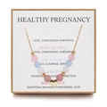 Macro view of pregnancy healing stones necklace with rose quartz and heart charm - Healthy Pregnancy - Style 2 (With Heart)