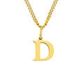 Collar de acero inoxidable dorado pulido con un colgante minimalista de letra D mayúscula - Letra D (Dorado)