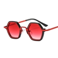 Punk geometric sunglasses with red gradient lenses and red-black metallic frames - C10 Black Frame Gradient Red Lens