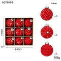 Set di 9 palline di Natale floccate rosse con motivi glitter oro, decorazioni da 8cm - 9 Pezzi/8cm / Rosso